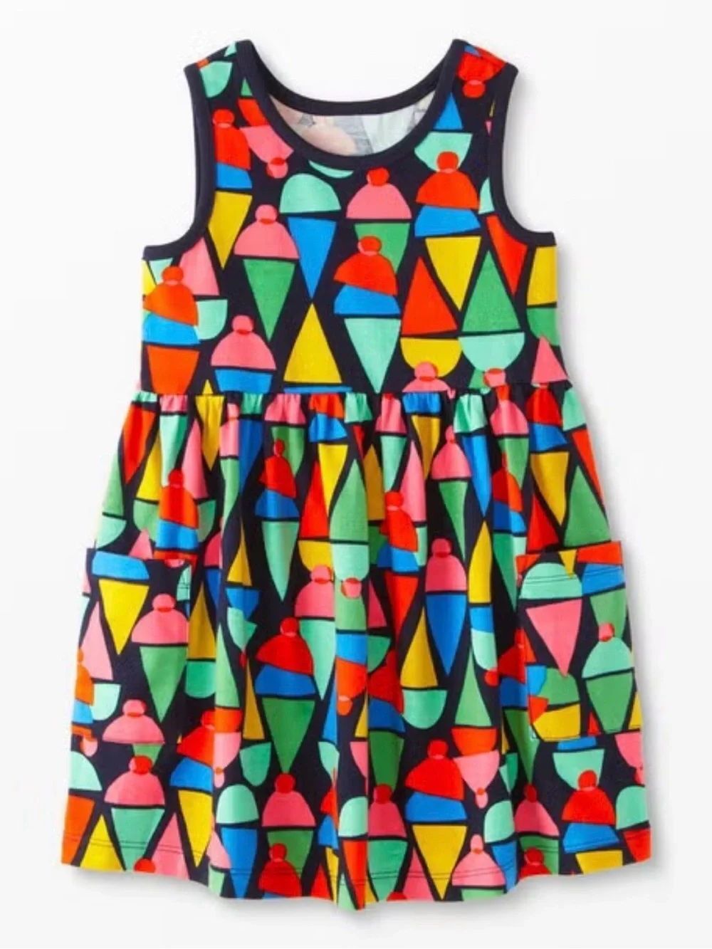 Hanna Andersson Geometric Ice Cream Print Tank Dress Sz 120cm